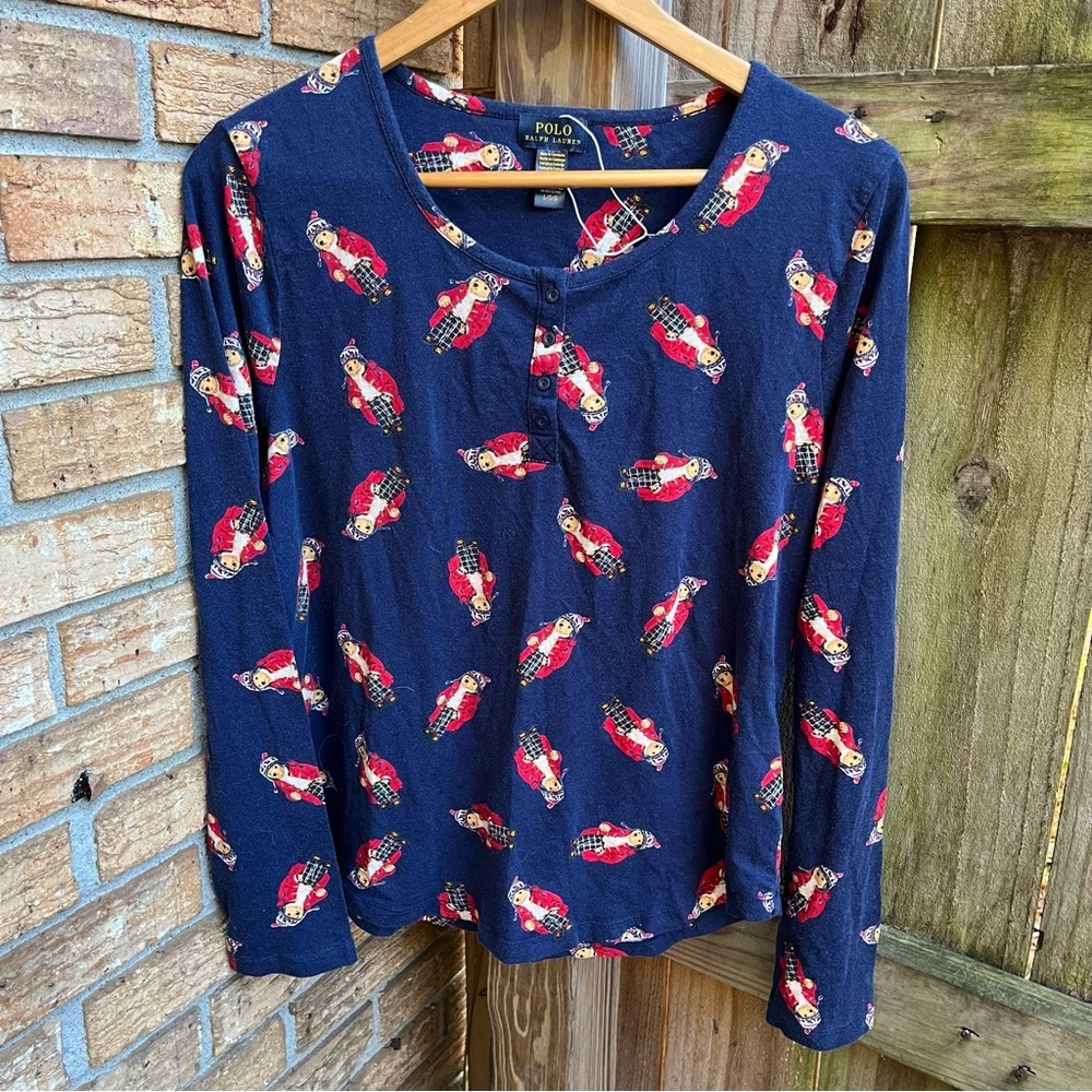 Polo by Ralph Lauren Navy Bear Print Pajama Top